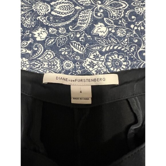 DVF Diane Von Furstenberg Black Pleat Front Straight Leg Pants Size 4 - Picture 10 of 11